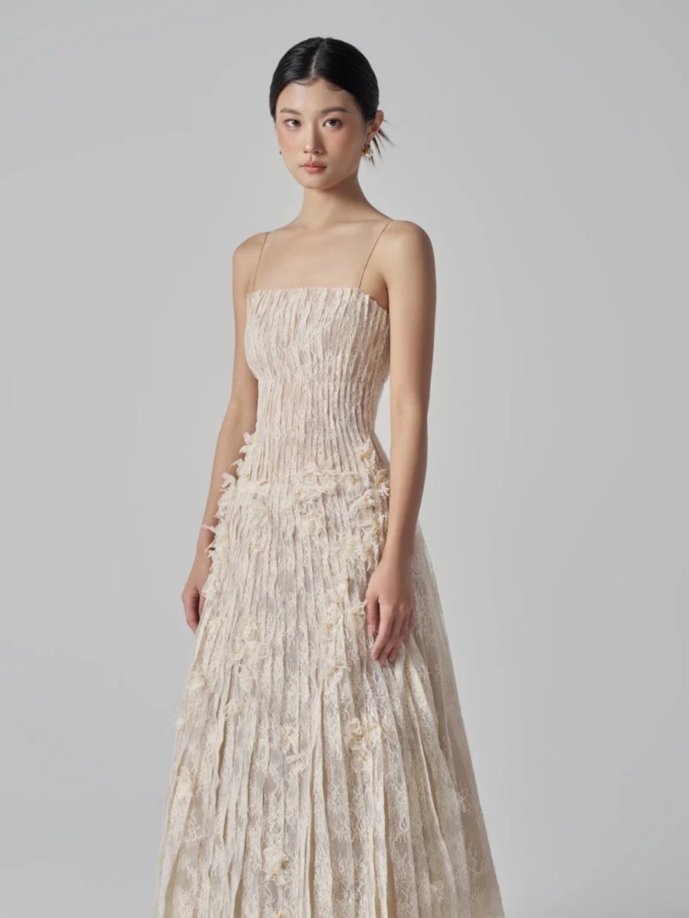 Octavia Lace Dress in Beige